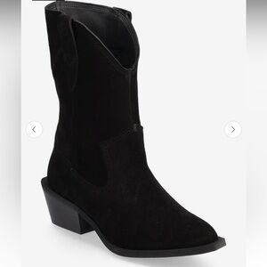 Tony Bianco Black Suede Western Ankle Booties Pointed Toe Heel EU 37 US 6.5 NIB